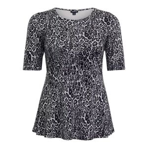 ​Torrid Gray Leopard Print Peplum Top Short Sleeve Size 1 (1X)